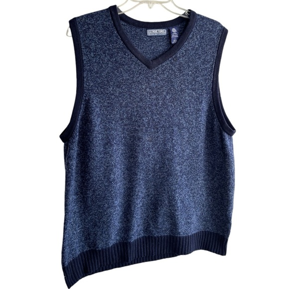 Structure Sweater Vest Mens Large Blue Lambswool Golf V-Neck Kurt Cobian 90s Y2K - Picture 6 of 12